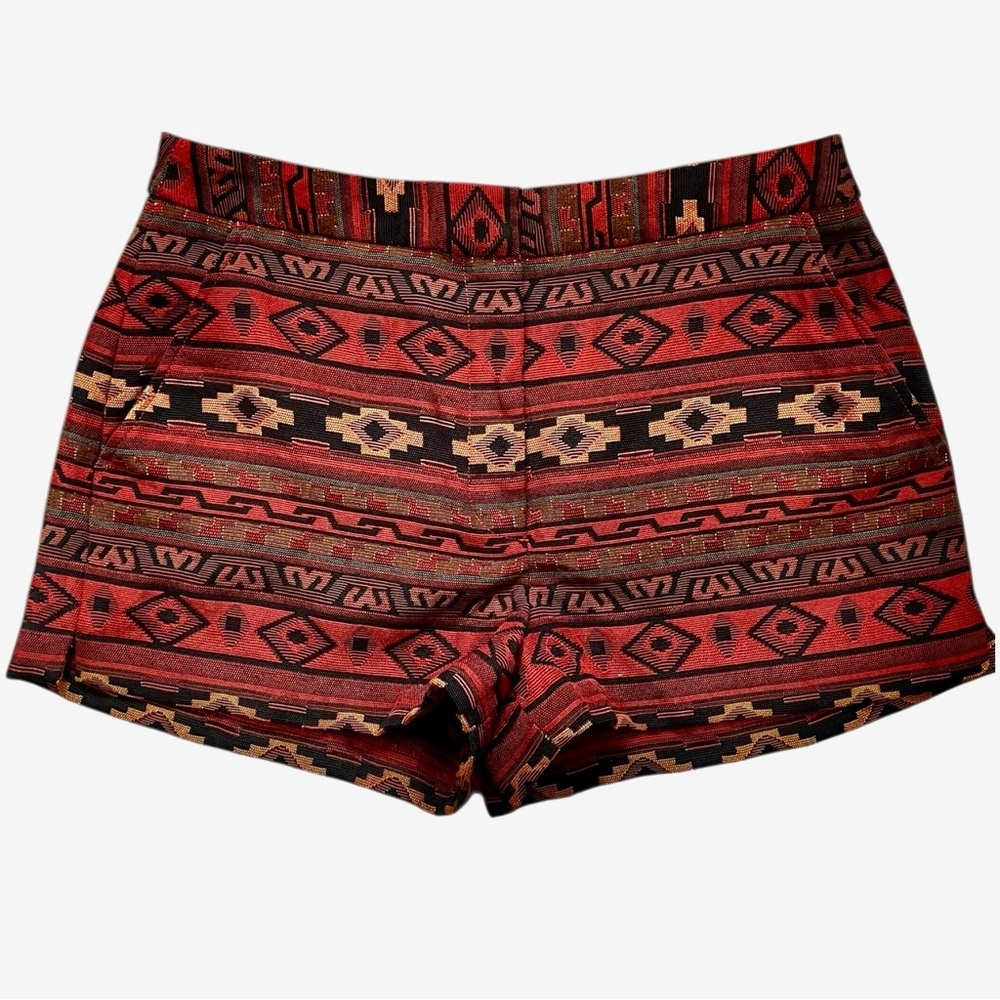 BCBGeneration Red and Black Tribal High Waist Shorts Like New 10
